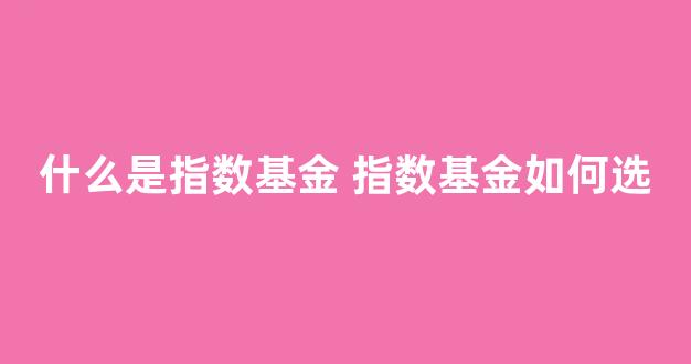 什么是指数基金 指数基金如何选(什么是指数基金简单的回答)_https://www.dcjwmf.com_上期所_第1张